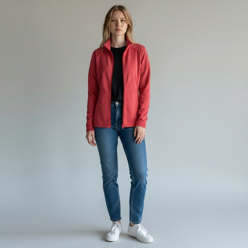 Lady Hagan Women's Red Heathered Full Zip Jacket Athletic Workout Top Size XL